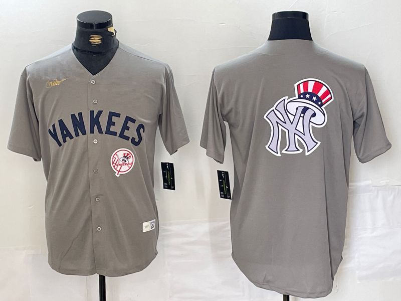 Men New York Yankees Blank Grey Throwback Nike Game 2024 MLB Jersey style 16